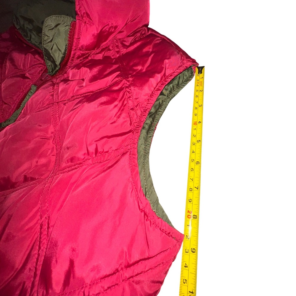 Vintage 80s 90s Eddie Bauer Goose Down Vest Diamond Quilt Pink Green M - Picture 12 of 14